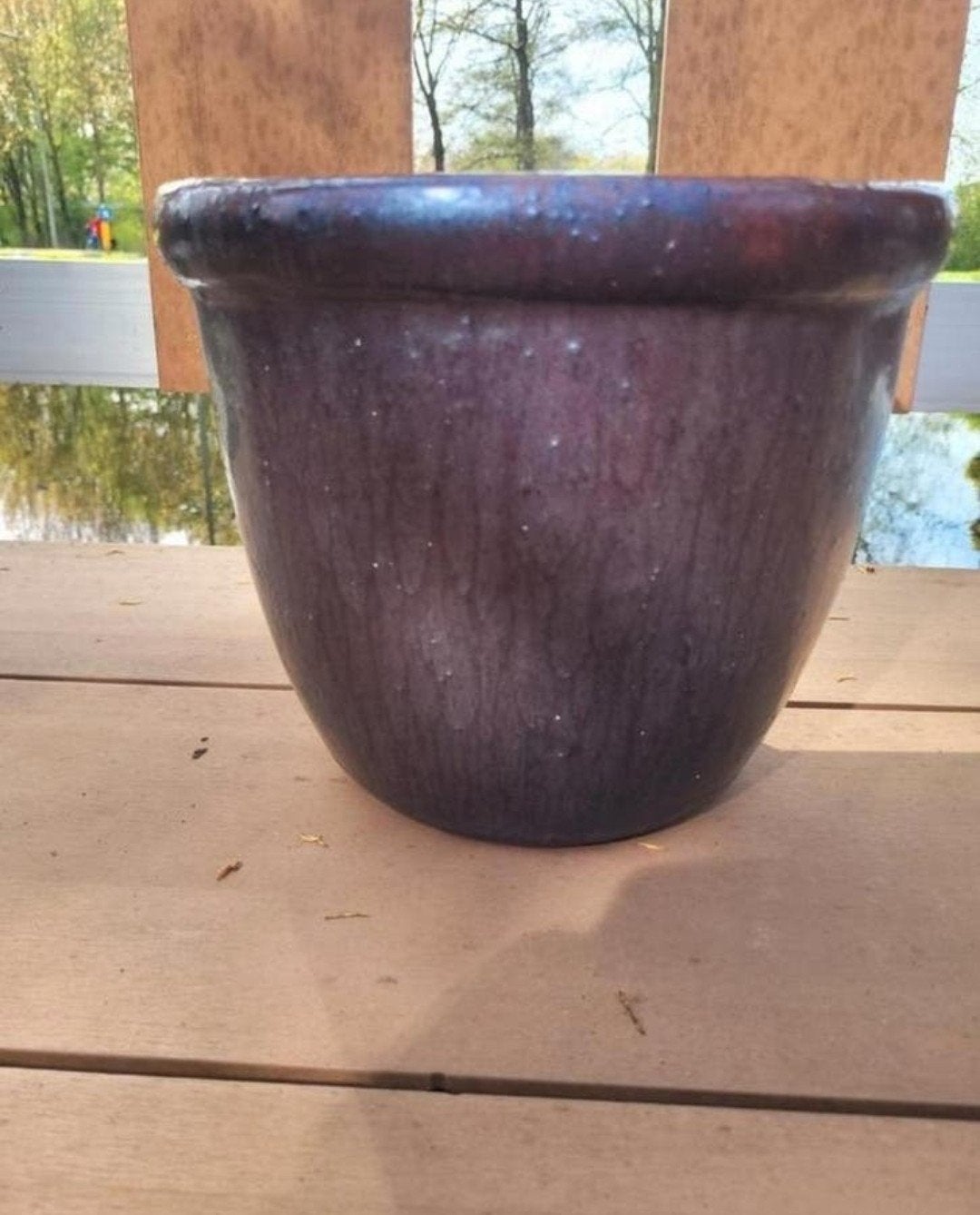 Mooie bordeaux/metallic/zilver geglazuurde bloempot, Ophalen, Rond, Minder dan 40 cm, Minder dan 25 cm