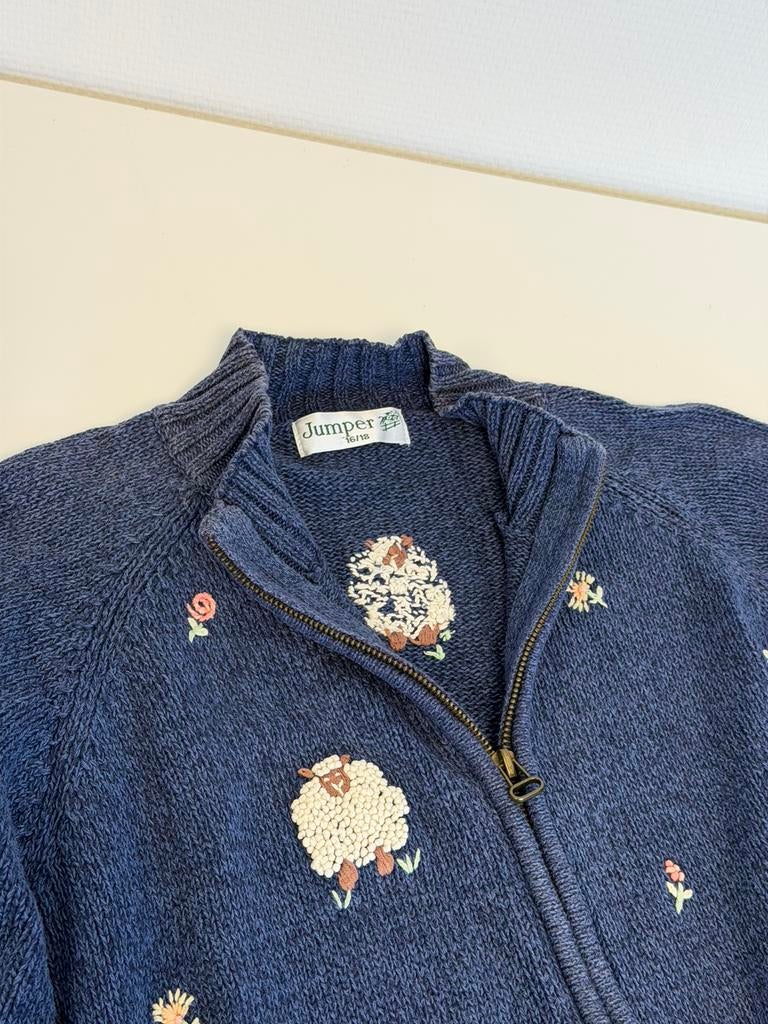 Vintage Dames Vest Wol Schaapjes Gebreid Blauw L trui cotton, Kleding | Dames, Blauw, Maat 42/44 (L), Ophalen of Verzenden, Zo goed als nieuw
