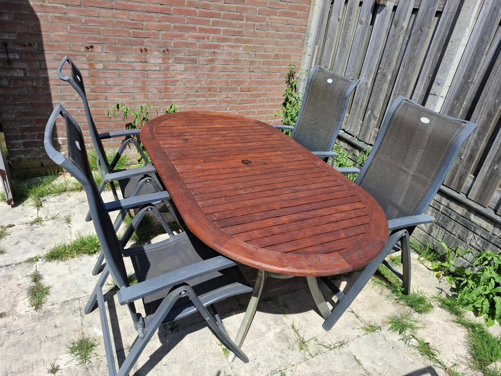 Hartman tuinset, Tuin en Terras, Ophalen of Verzenden, Gebruikt, Teakhout, 4 zitplaatsen