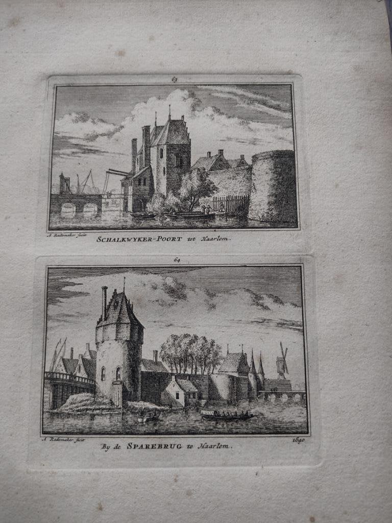 063/064 Haarlem Schalkwijker en Spare Brug Kopergravure dl 3, Ophalen of Verzenden