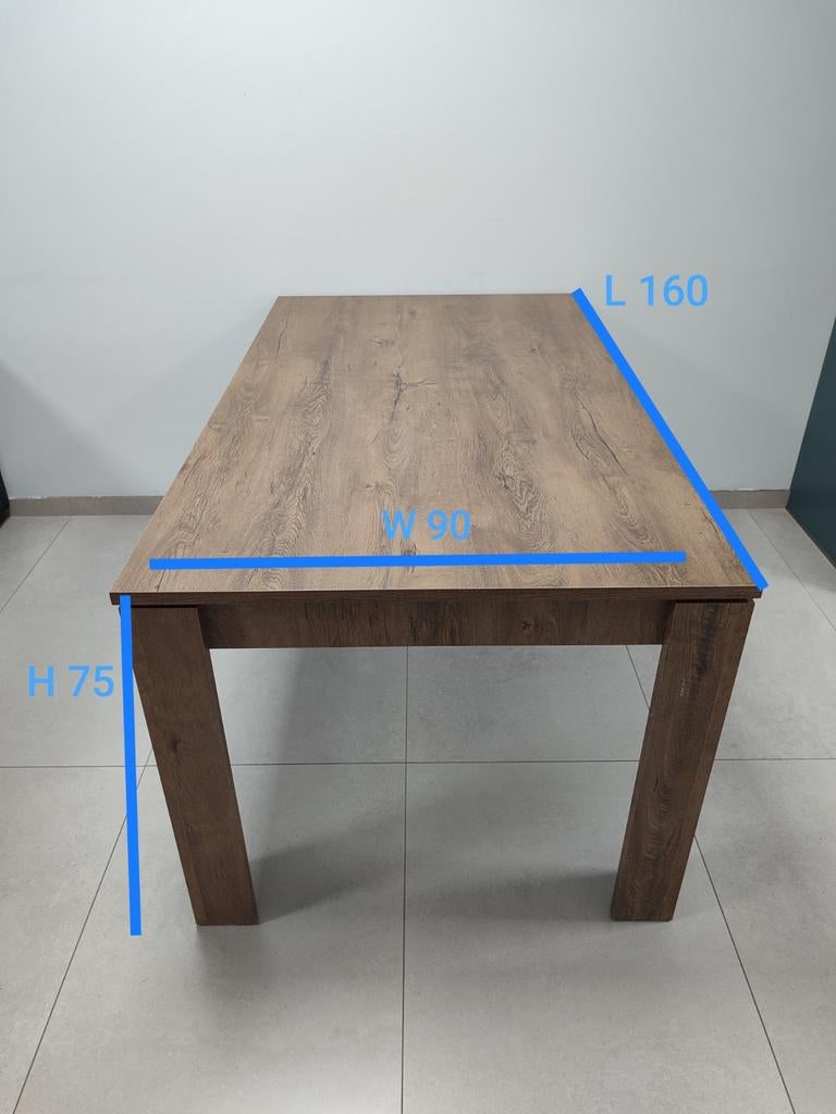 Robuuste eettafel, hout, 160x90 cm, Huis en Inrichting, Tafels | Eettafels, Gebruikt, Modern landelijk, 150 tot 200 cm, Vier personen