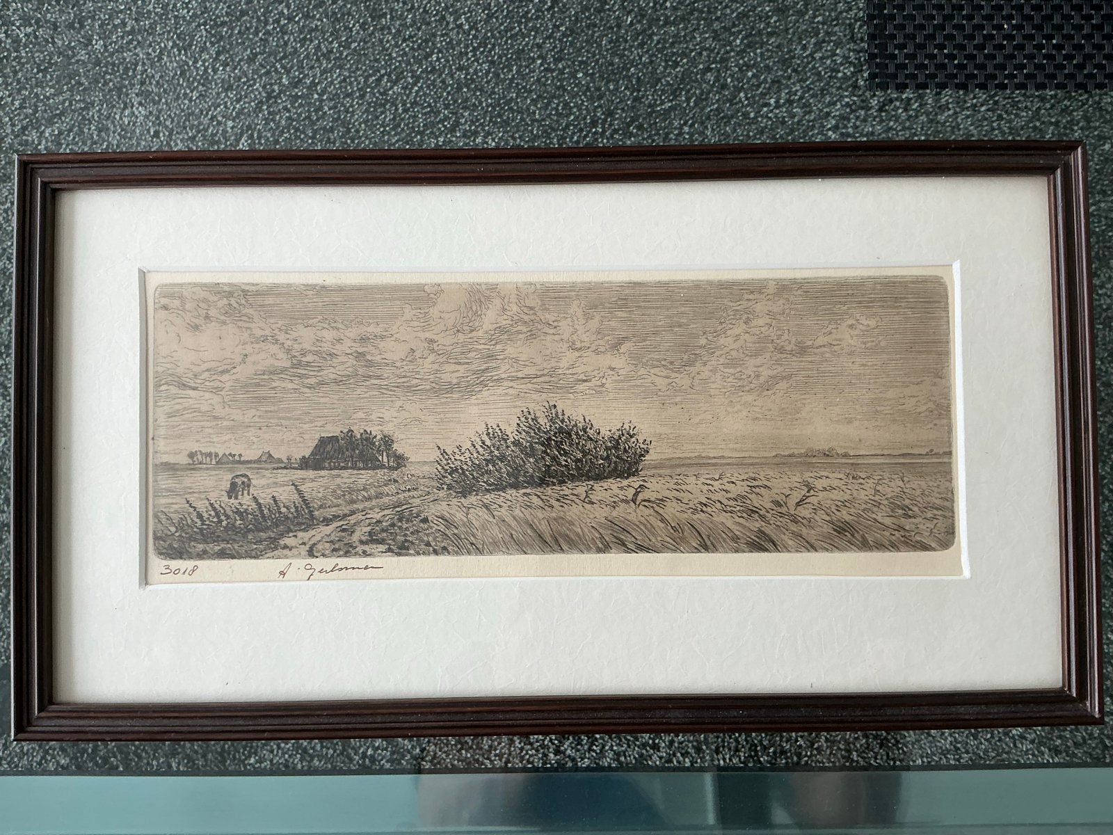 Fries landschap, ets van Abe Gerlsma (1919 - 2012), Ophalen of Verzenden, Landschap, 1900 - 1949, Genummerd
