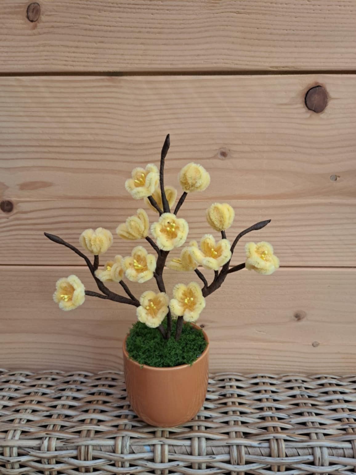Chenilledraad pijprager kunst bloemen in potje. Divers, Ophalen of Verzenden, Nieuw, Kunstbloem, Meerkleurig