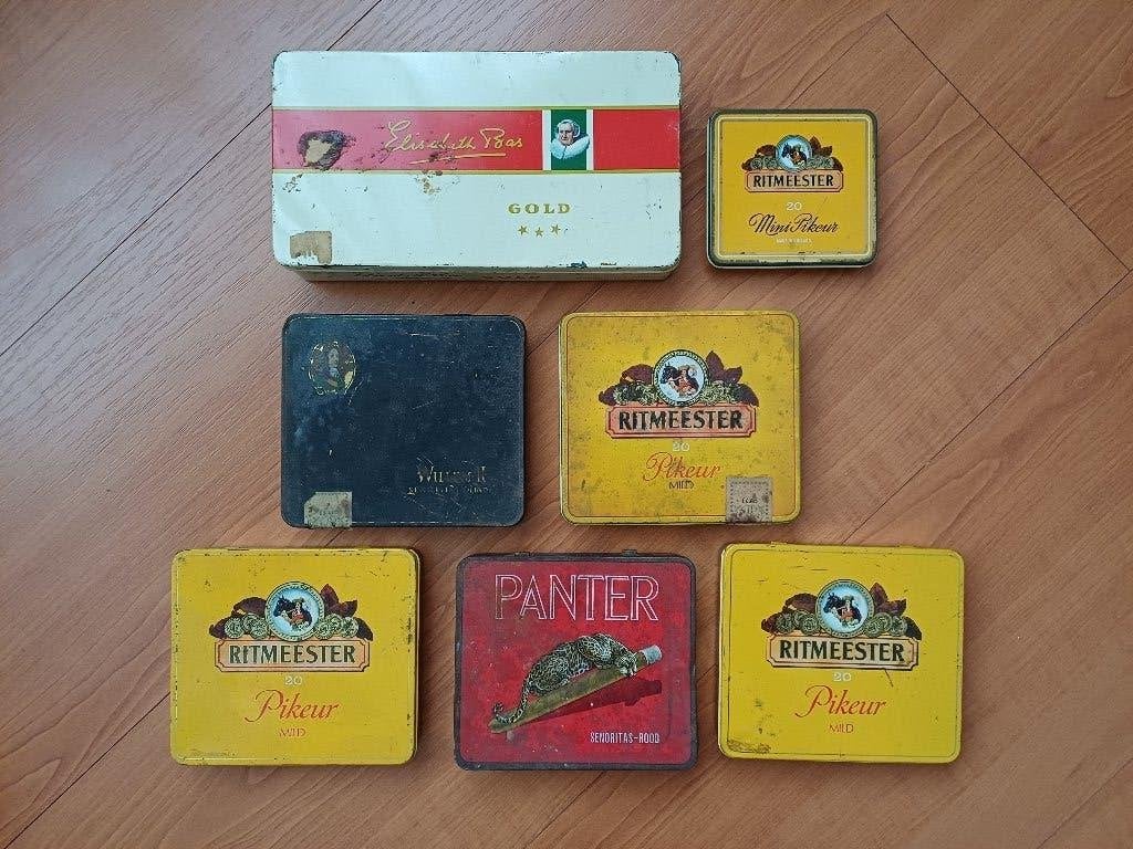7 lege vintage sigaren doosjes, Verzamelen, Ophalen of Verzenden, Gebruikt, Tabaksdoos of Verpakking
