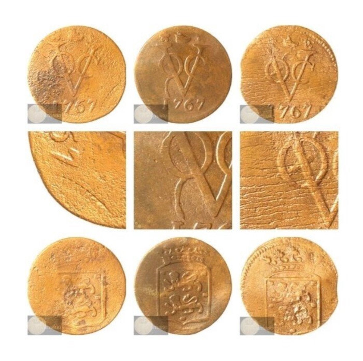 3x VOC Duit 1767 West-Friesland - Unieke set MISSLAGEN, Postzegels en Munten, Penningen en Medailles, Ophalen of Verzenden, Overige materialen