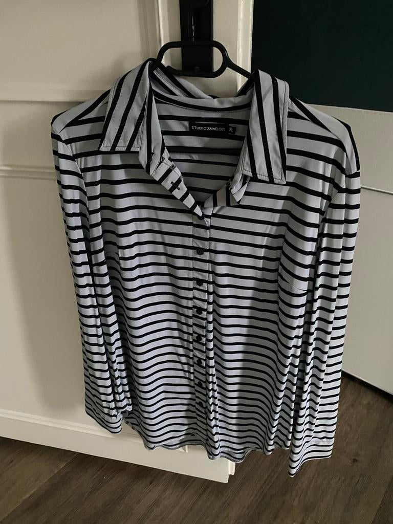 Studio Anneloes gestreepte blouse XL, Kleding | Dames, Blouses en Tunieken, Zo goed als nieuw, Maat 46/48 (XL) of groter, Zwart