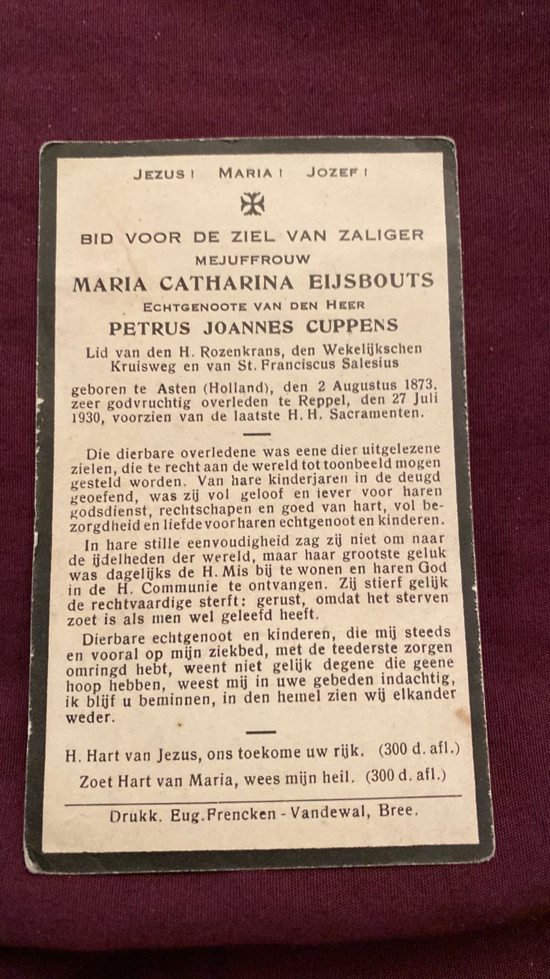 MC Cuppens - Eijsbouts 1873 Asten 1930 Reppel (B), Ophalen of Verzenden