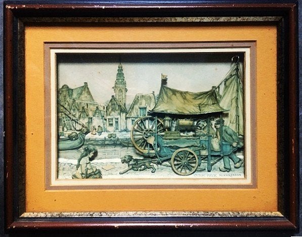 Anton Pieck Decoupage 3-D Prent Monnickendam Scharensliep, Verzamelen, Gebruikt, 1980 tot heden, Ophalen of Verzenden, Prent