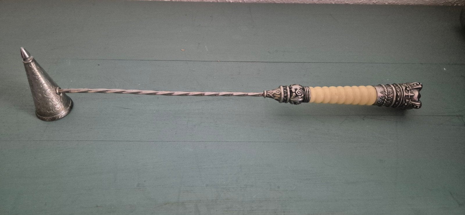 Vintage Verzilverde Kaarsendover met Gedraaide Steel, Antiek en Kunst, Ophalen of Verzenden