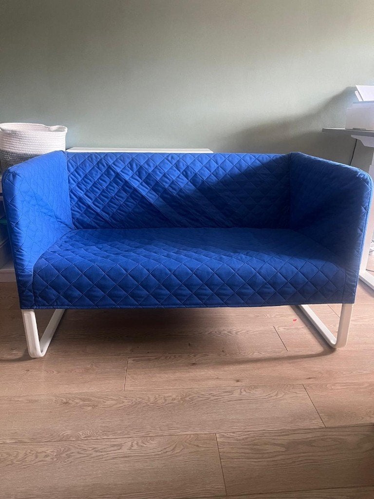 IKEA Knopparp 2-zitsbank – blauw – zo goed als nieuw, Ophalen, Modern, Comfortabel, Tweepersoons, 75 tot 100 cm