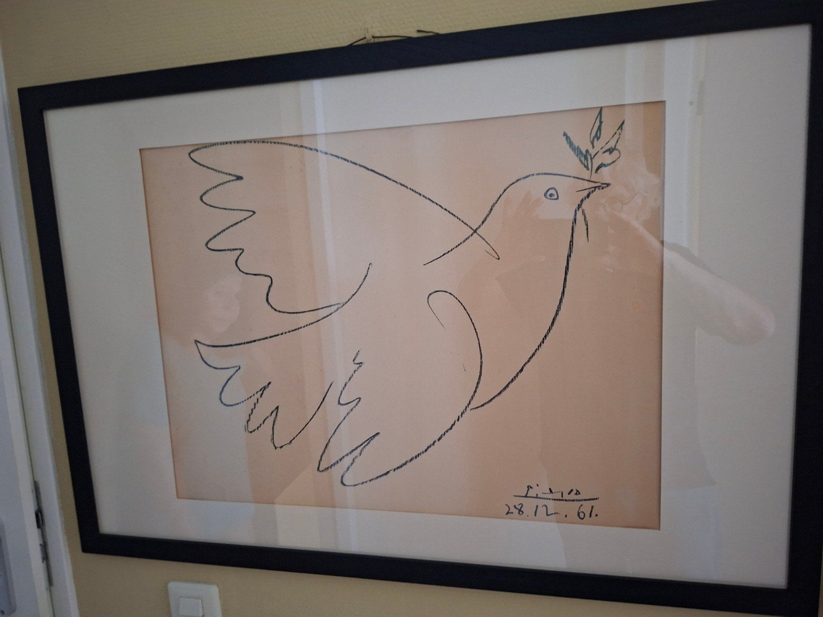 Pablo Picasso - Duif met olijftak (1961) - Lithografie, Gesigneerd in de plaat, Ophalen of Verzenden, Dieren en Natuur, Lithografie