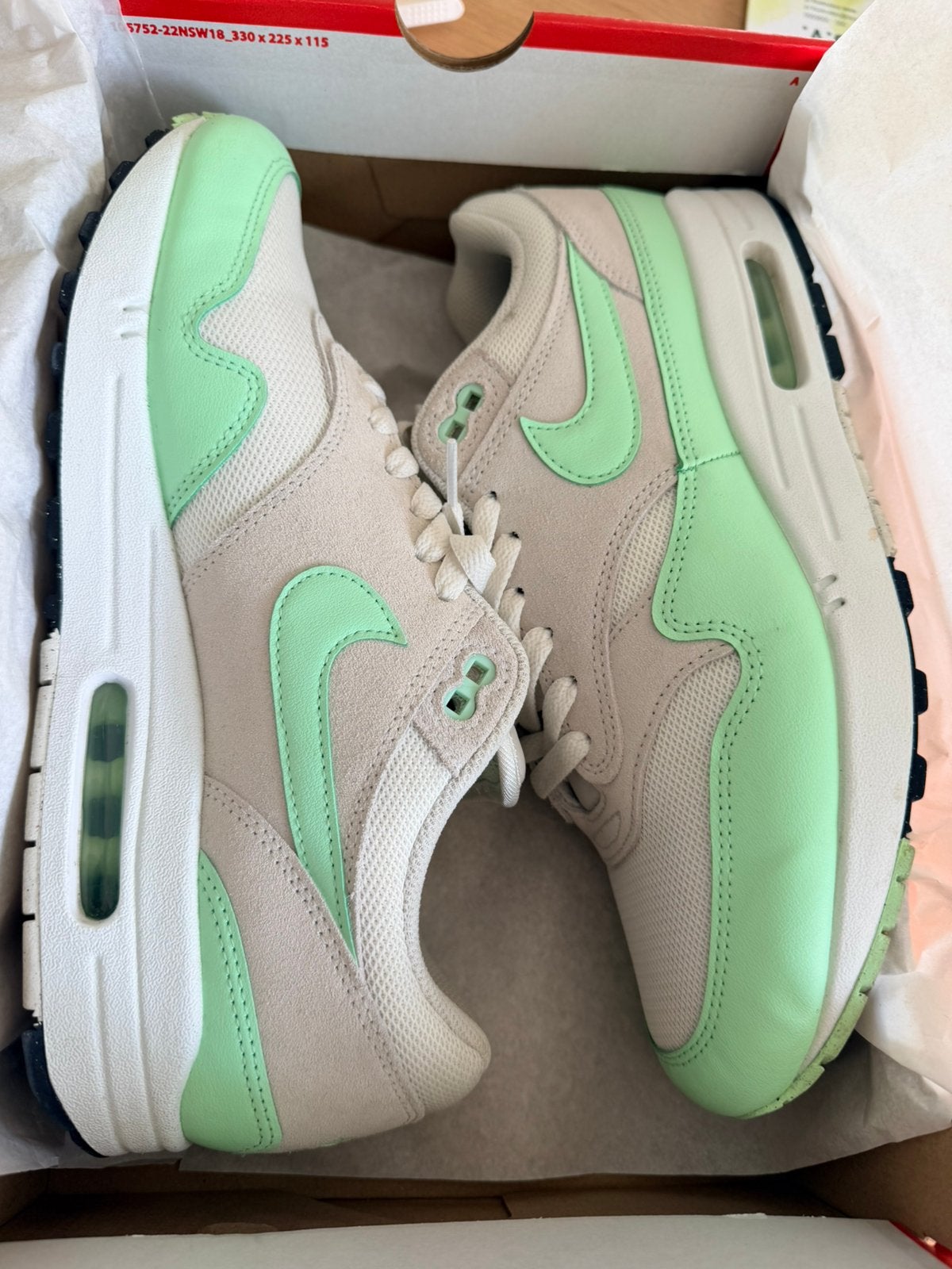Nike air max 1 Vapor Green maat 44,5, Kleding | Heren, Ophalen of Verzenden, Zo goed als nieuw, Sneakers of Gympen
