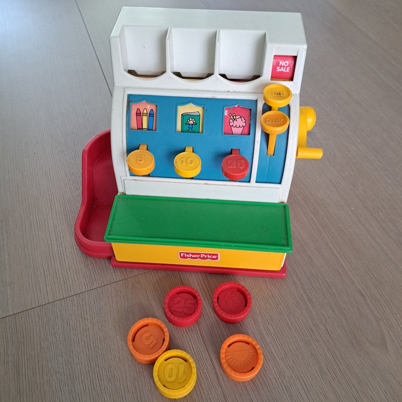 Fisher-Price Vintage Kassa Speelgoed met Munten, Kinderen en Baby's, Speelgoed | Fisher-Price, Ophalen, Gebruikt, Overige typen