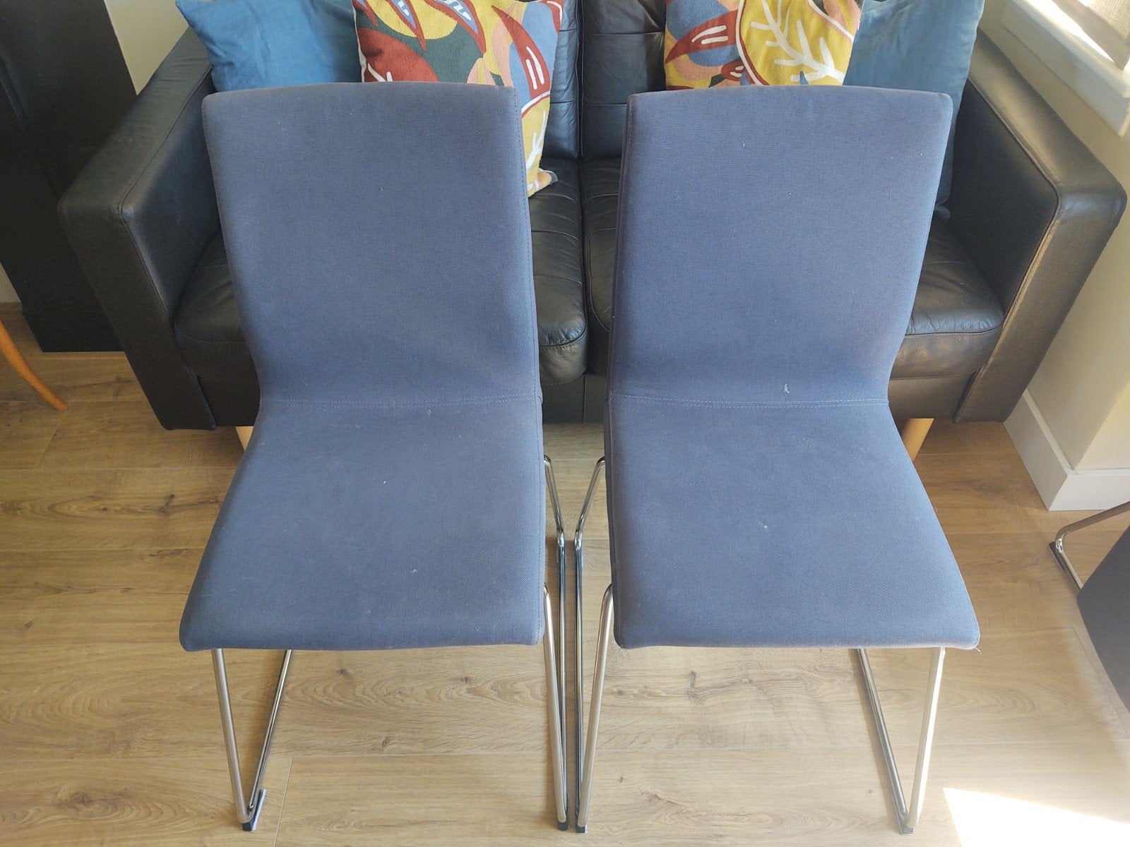 Set van 4 IKEA LILLÅNÄS eetkamerstoelen, Ophalen, Gebruikt, Blauw, Vier
