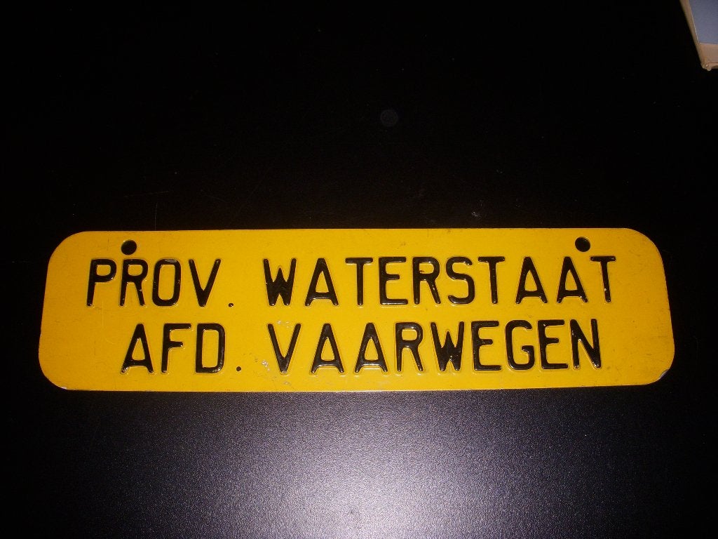 Mooi bordje Provinciale Waterstaat afdeling Waterwegen, Ophalen of Verzenden, Gebruikt, Motorboot of Zeilboot, Gebruiksvoorwerp