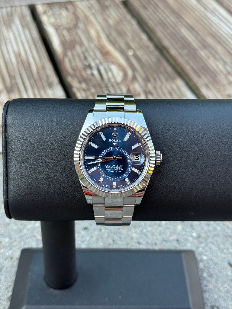 Rolex Sky-Dweller 326934 Blue Dial 2019 – Full Set, Staal, Polshorloge, Ophalen of Verzenden, Zo goed als nieuw
