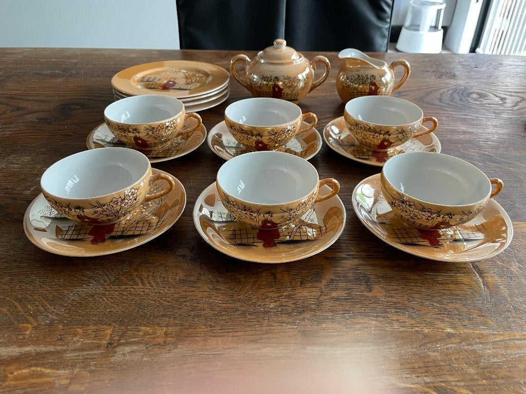Antiek Japans Geisha thee servies eierporselein NU €20.-, Antiek en Kunst, Ophalen