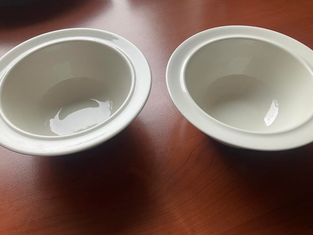 2 dessertschaaltjes diam.16.7 ALESSI / wit, Ophalen of Verzenden, Zo goed als nieuw, Bord(en), Overige stijlen