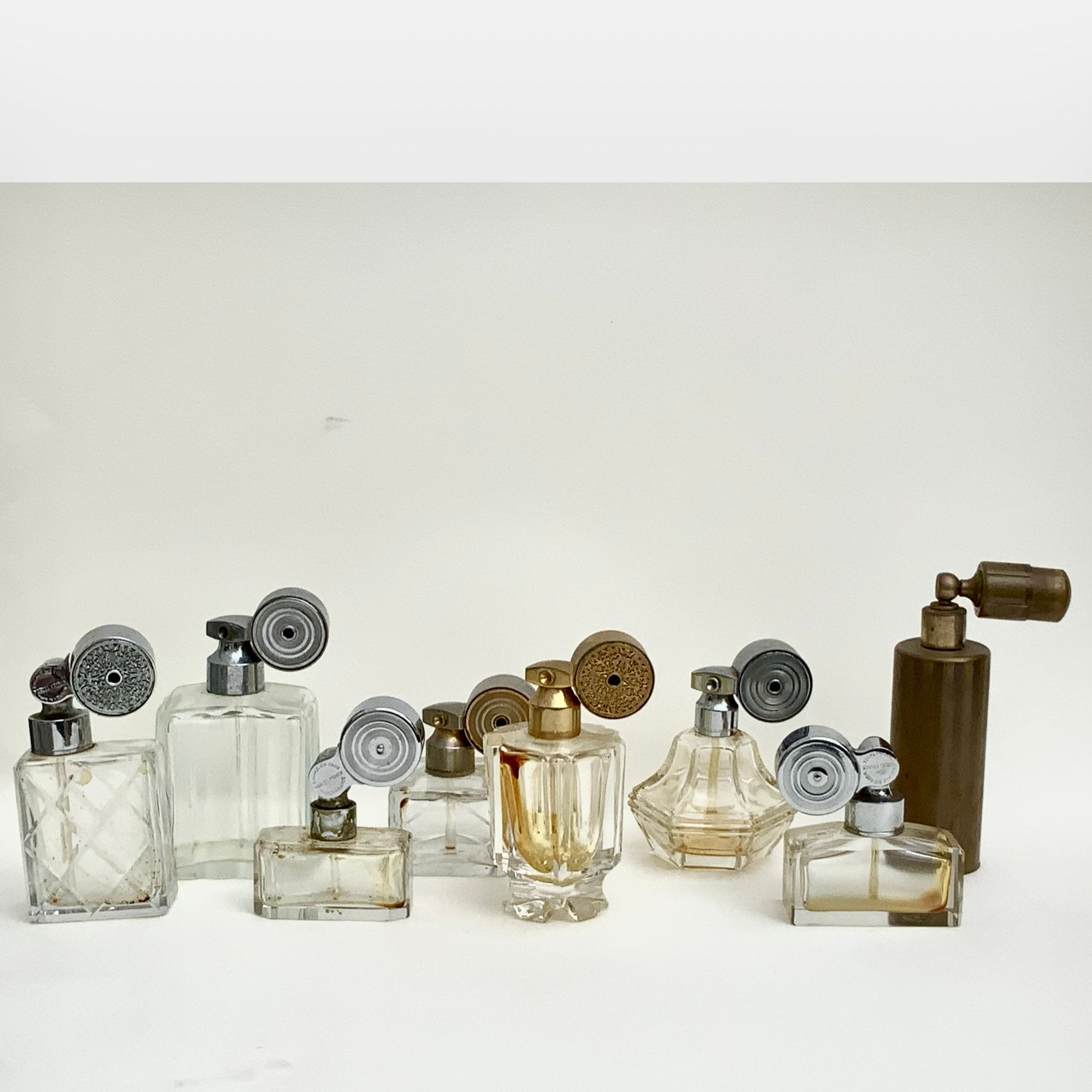 8 Vintage Parfum Verstuivers - Marcel Franck France, Ophalen of Verzenden, Parfumfles