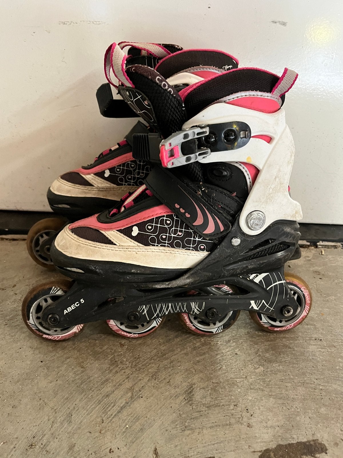 Gebruikte inline skates, maat 38, roze/zwart, Ophalen, Gebruikt, Dames, Inline skates 4 wielen