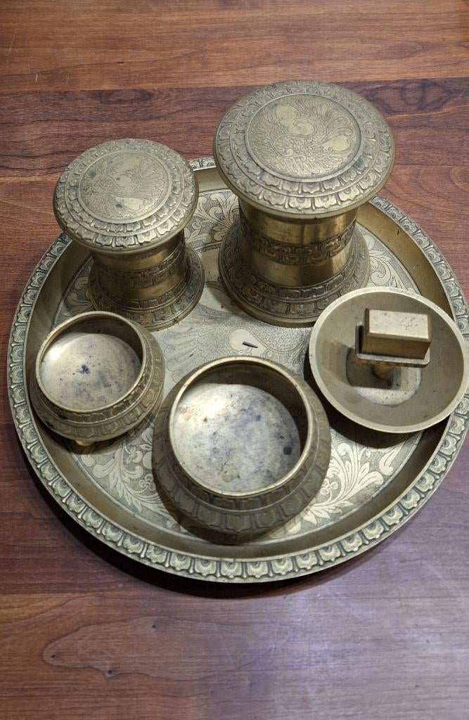 Rokersset messing (java) vintage, Ophalen of Verzenden, Koper