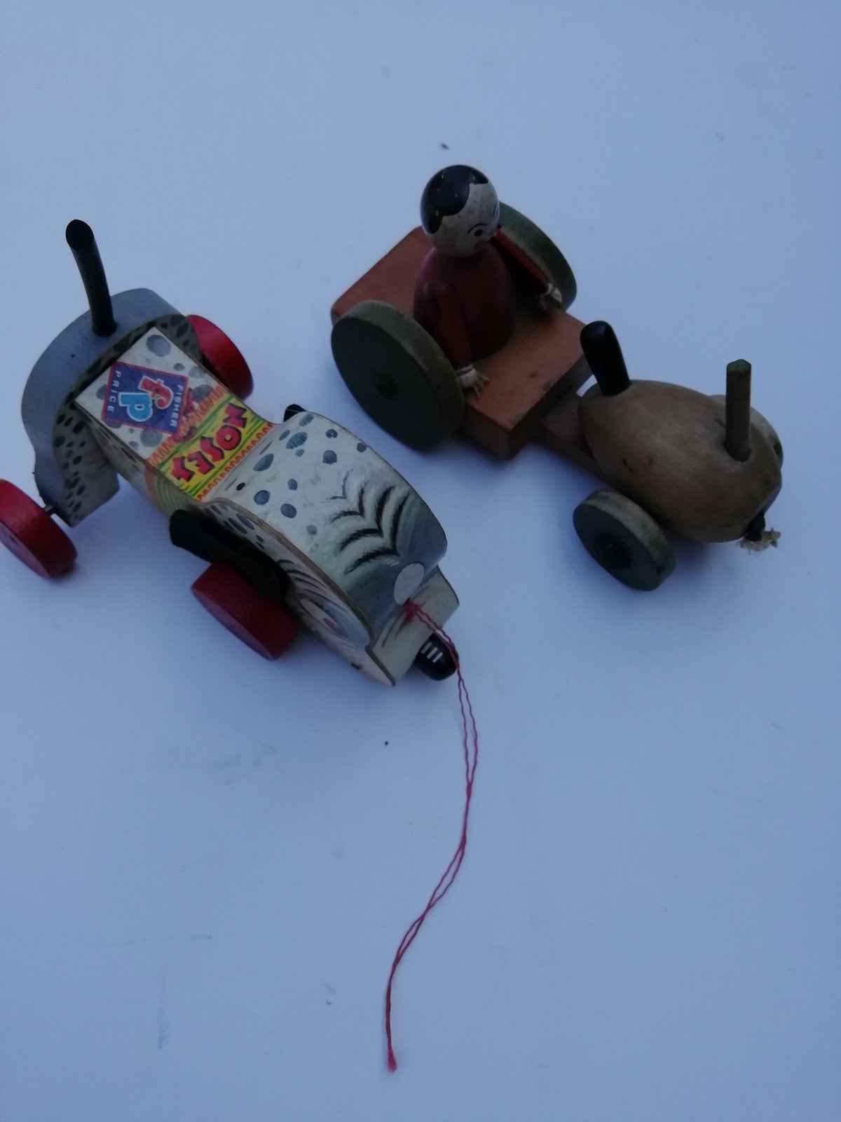 Vintage Fisher-Price Trek-Hondje & Houten Trekkar Set, Ophalen of Verzenden