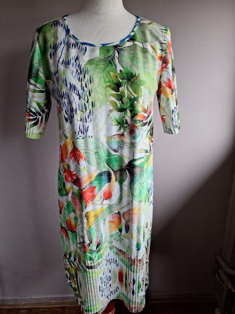 Nieuwe stretch jurk print Lizzy & Coco, 2 kanten, maat M/L, Kleding | Dames, Jurken, Maat 38/40 (M), Nieuw, Ophalen of Verzenden