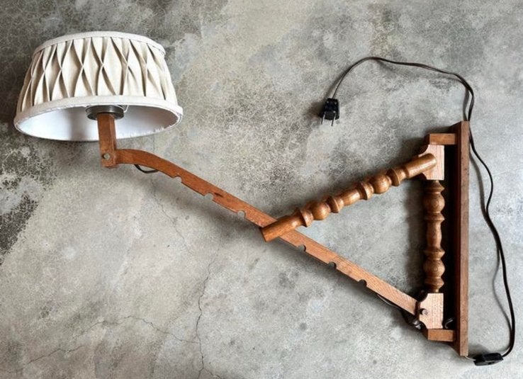 Harmonica lamp Wandlamp Vintage Eiken, Ophalen of Verzenden