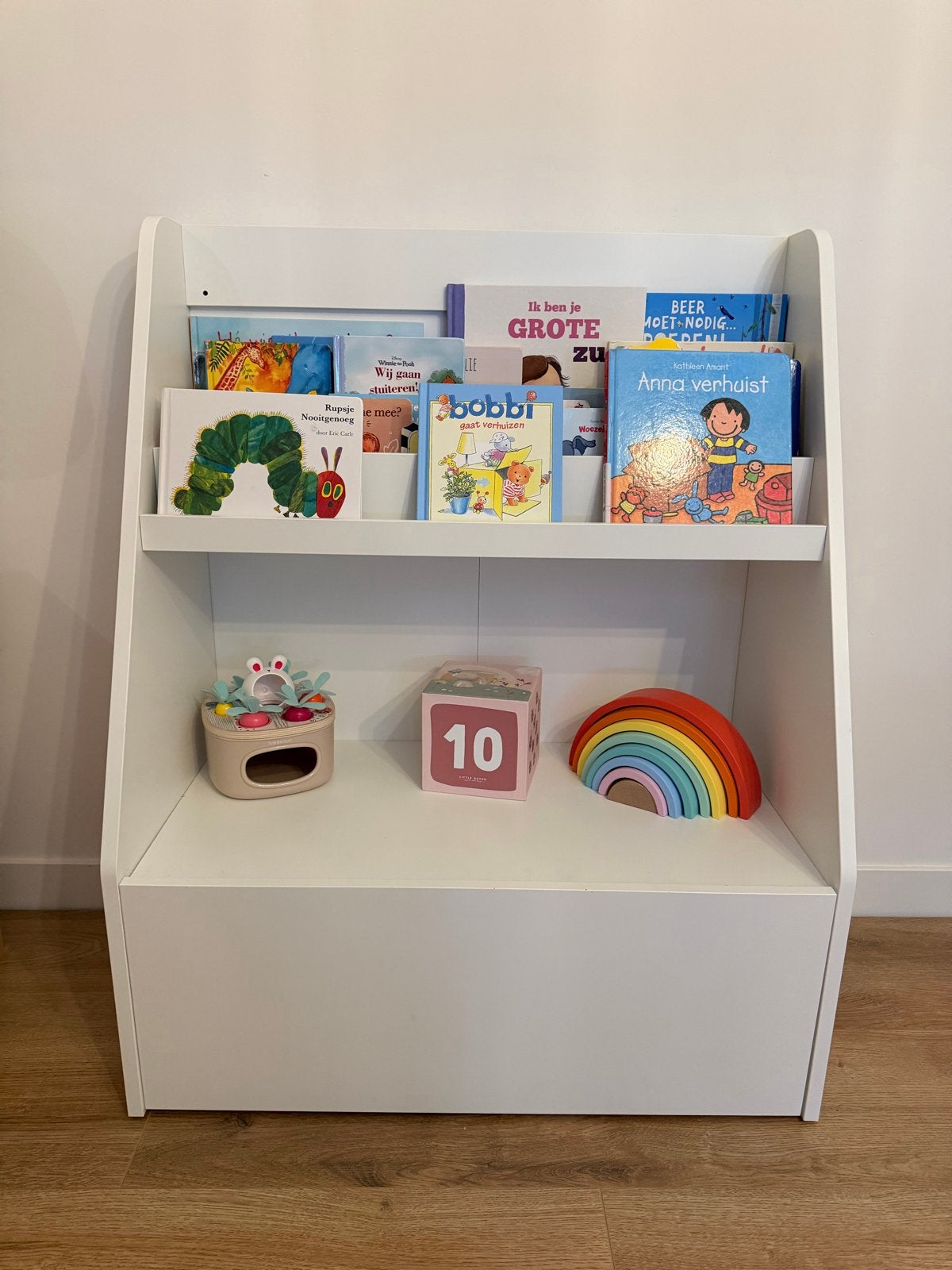 Bergig boekenkast met opbergruimte wit, Ophalen, Gebruikt, 100 tot 150 cm, 50 tot 100 cm