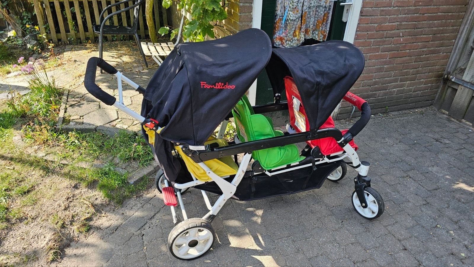 Familidoo Triplet Wagen - Drievoudige Kinderwagen, Gebruikt, Duowagen, Ophalen, Kinderwagen