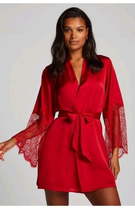 nieuwe rode kanten kimono badjas hunkemoller M L, Ophalen of Verzenden, Rood, Badjas