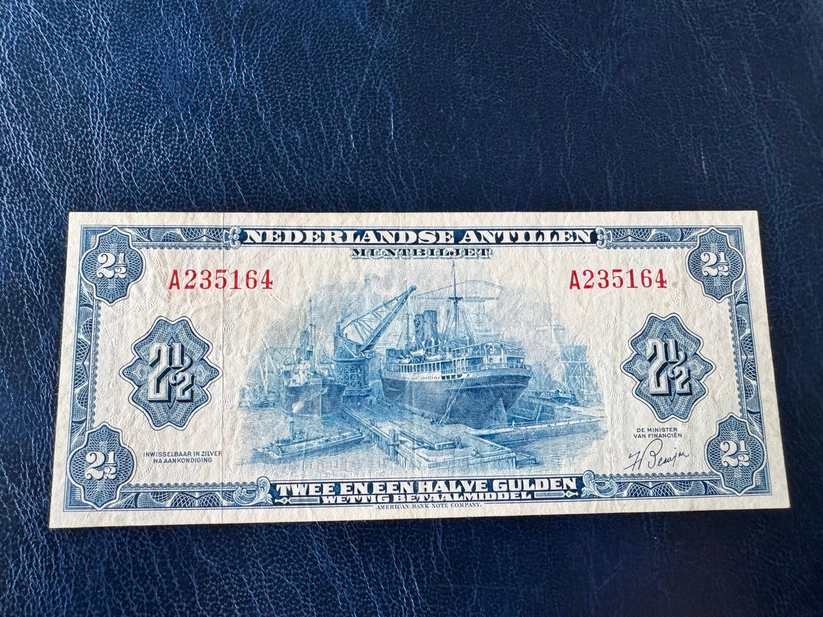 Nederlands Antillen 2 1/2 gulden1955, Postzegels en Munten, Bankbiljetten | Nederland, Ophalen of Verzenden, 5 gulden