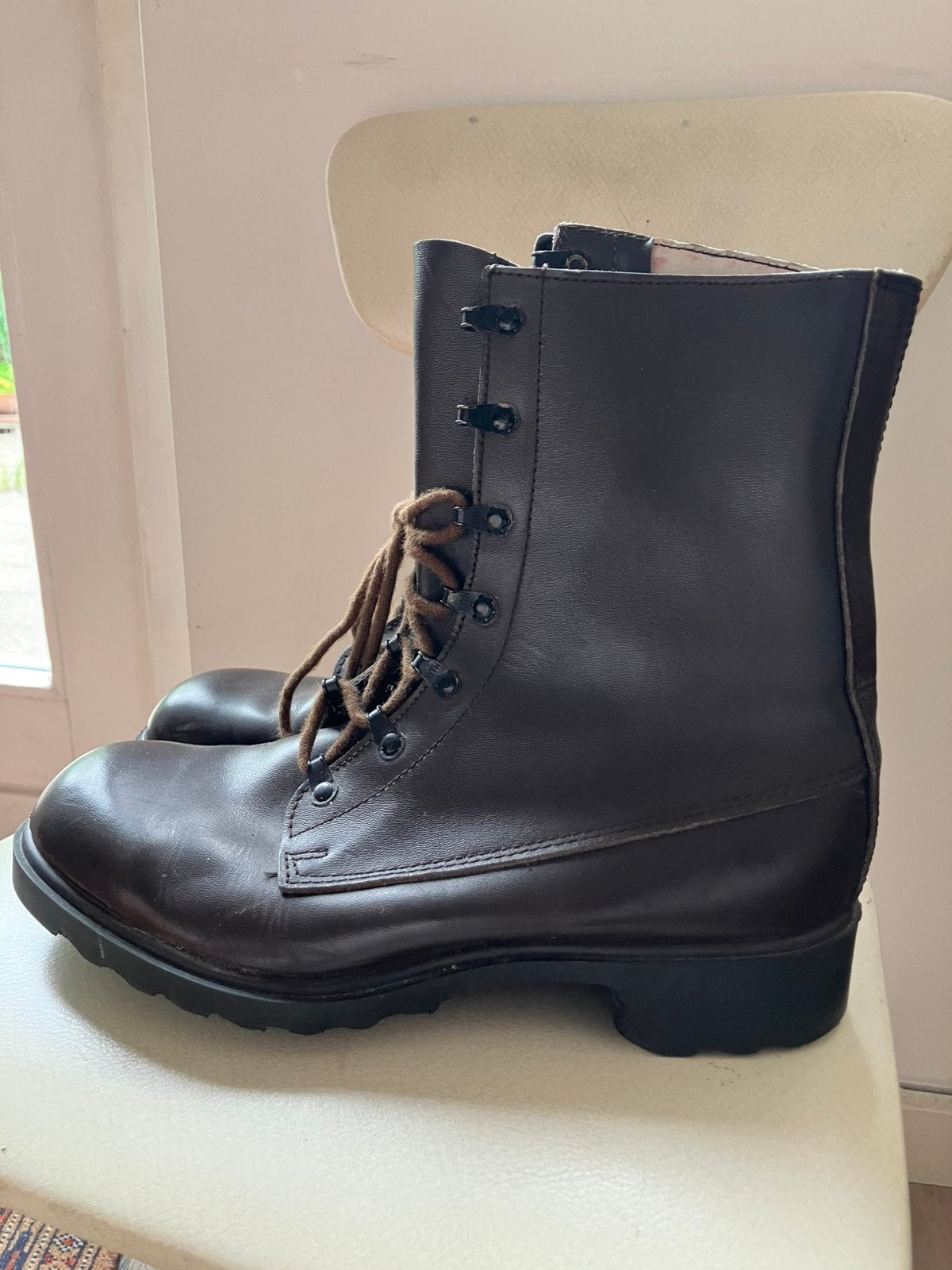 Legerschoenen, dienstkistjes, bruin oud origineel leer, Bruin, Overige typen, Ophalen of Verzenden, Zo goed als nieuw