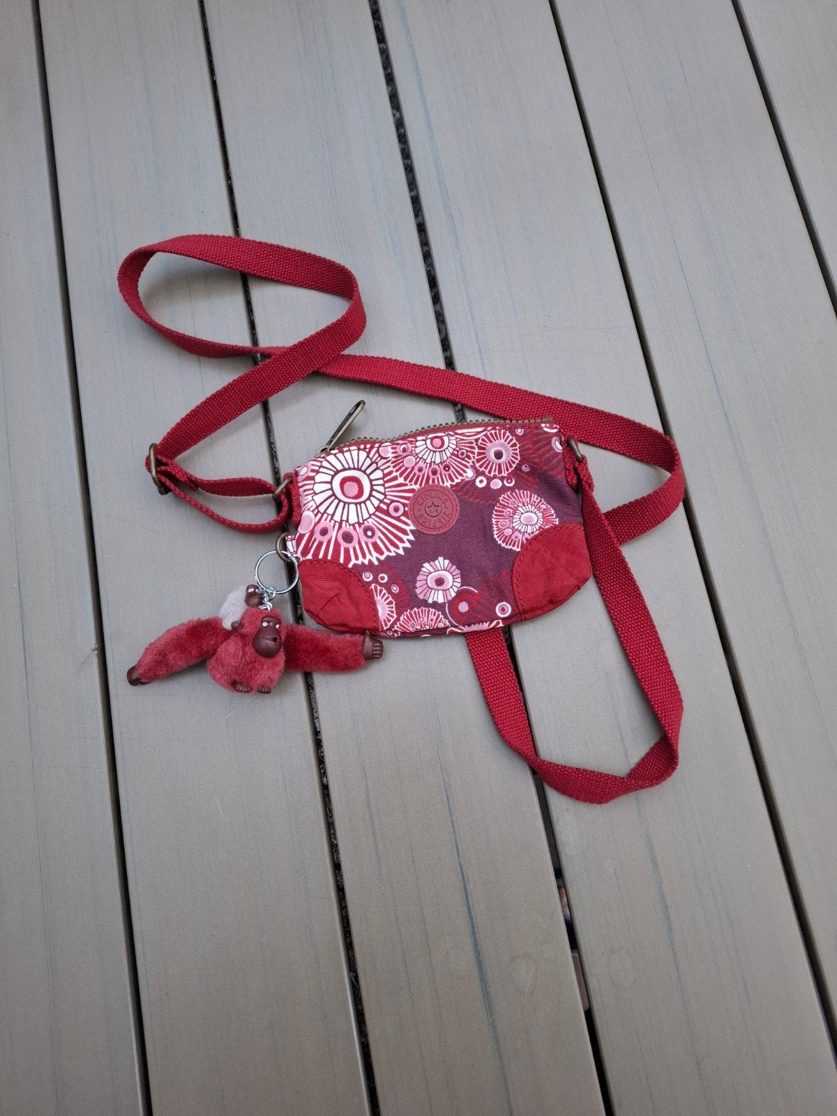 Kipling Schoudertasje Rood met Bloemenprint, Ophalen of Verzenden, Gebruikt, Rood, Schoudertasje