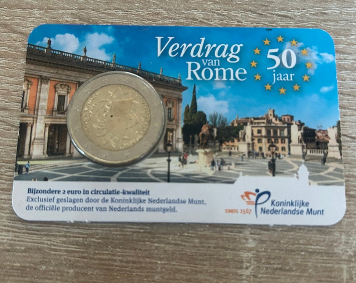Coincard Verdrag van Rome 50 jaar, Verzenden, Koningin Beatrix, Euro's