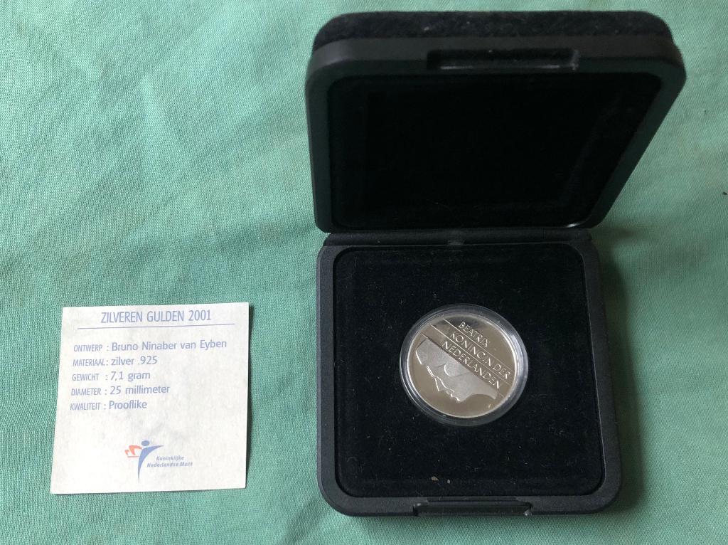 zilveren gulden 2001, Postzegels en Munten, Munten | Nederland, Koningin Beatrix, Zilver, Losse munt, Overige waardes