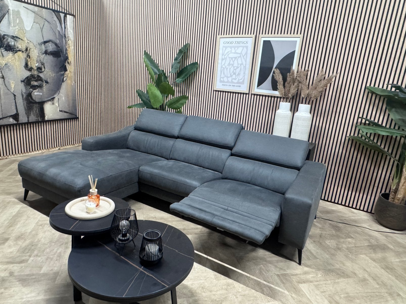 ZGAN Kapenga Elektrische U-Bank - Antraciet - 265 x 165cm