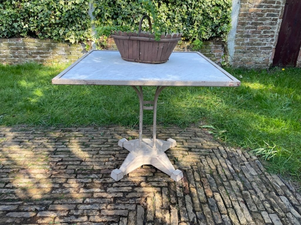 Tuintafel Bistrotafel antiek Frans met marmer art deco 1930, Ophalen