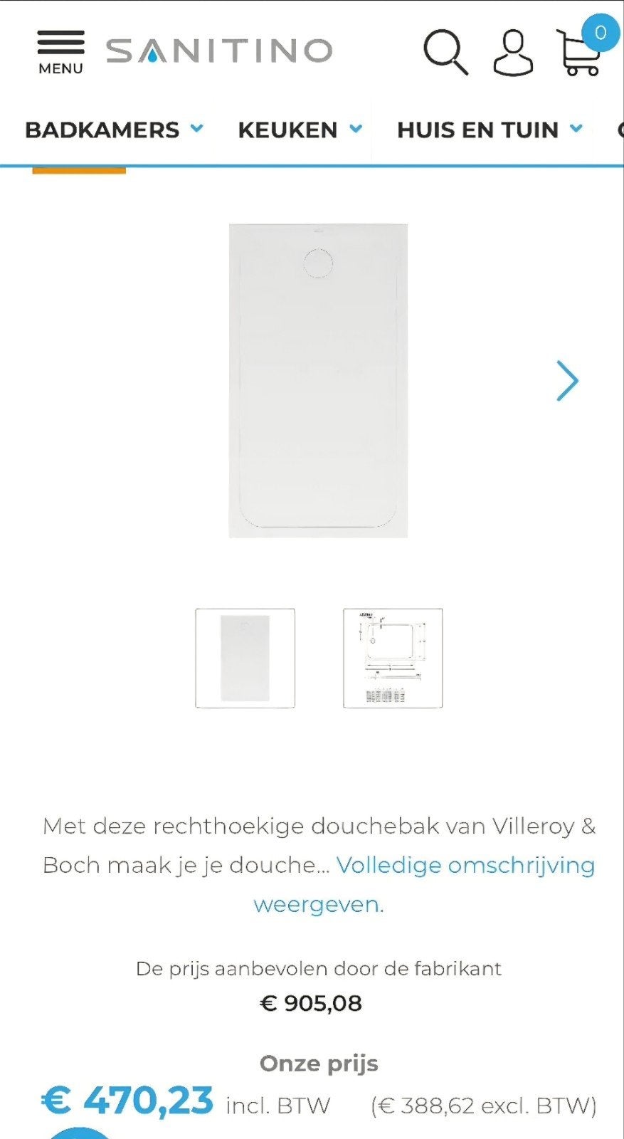 Nieuwe douchebak - ongebruikt en in verpakking, Doe-het-zelf en Verbouw, Sanitair, Ophalen, Nieuw, Douche