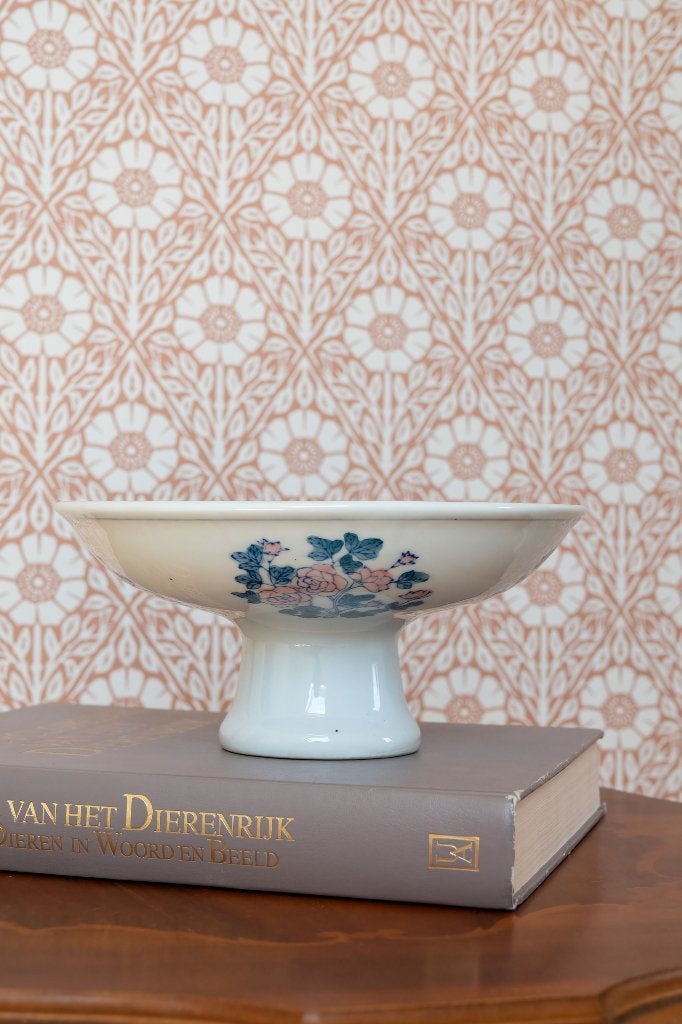 Foto 3 van Vintage Chinese schaal op voet bloemen