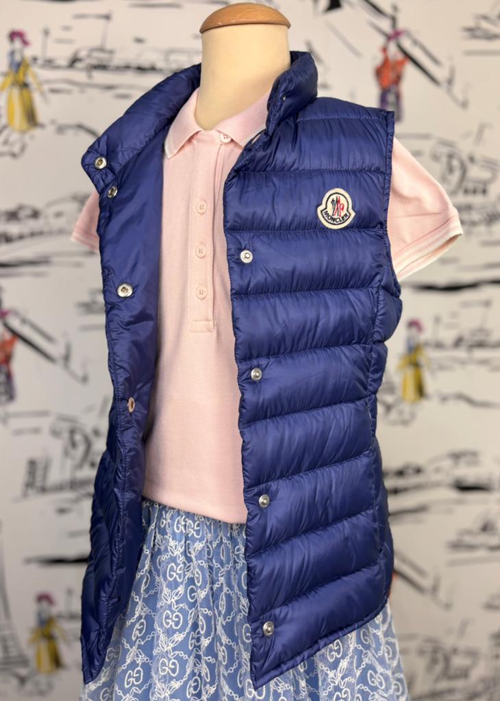 Moncler blauwe Liane dons meisjes jas bodywarmer maat 10, Moncler EU, Zo goed als nieuw, Moncler, Customercare@moncler.com