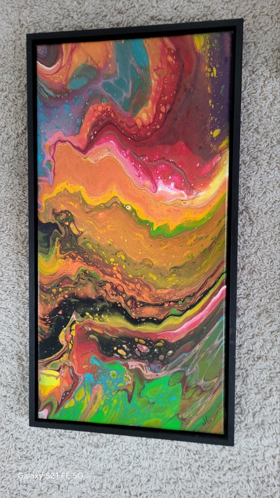 schilderij met zwarte houten lijst, Ophalen of Verzenden, Hout