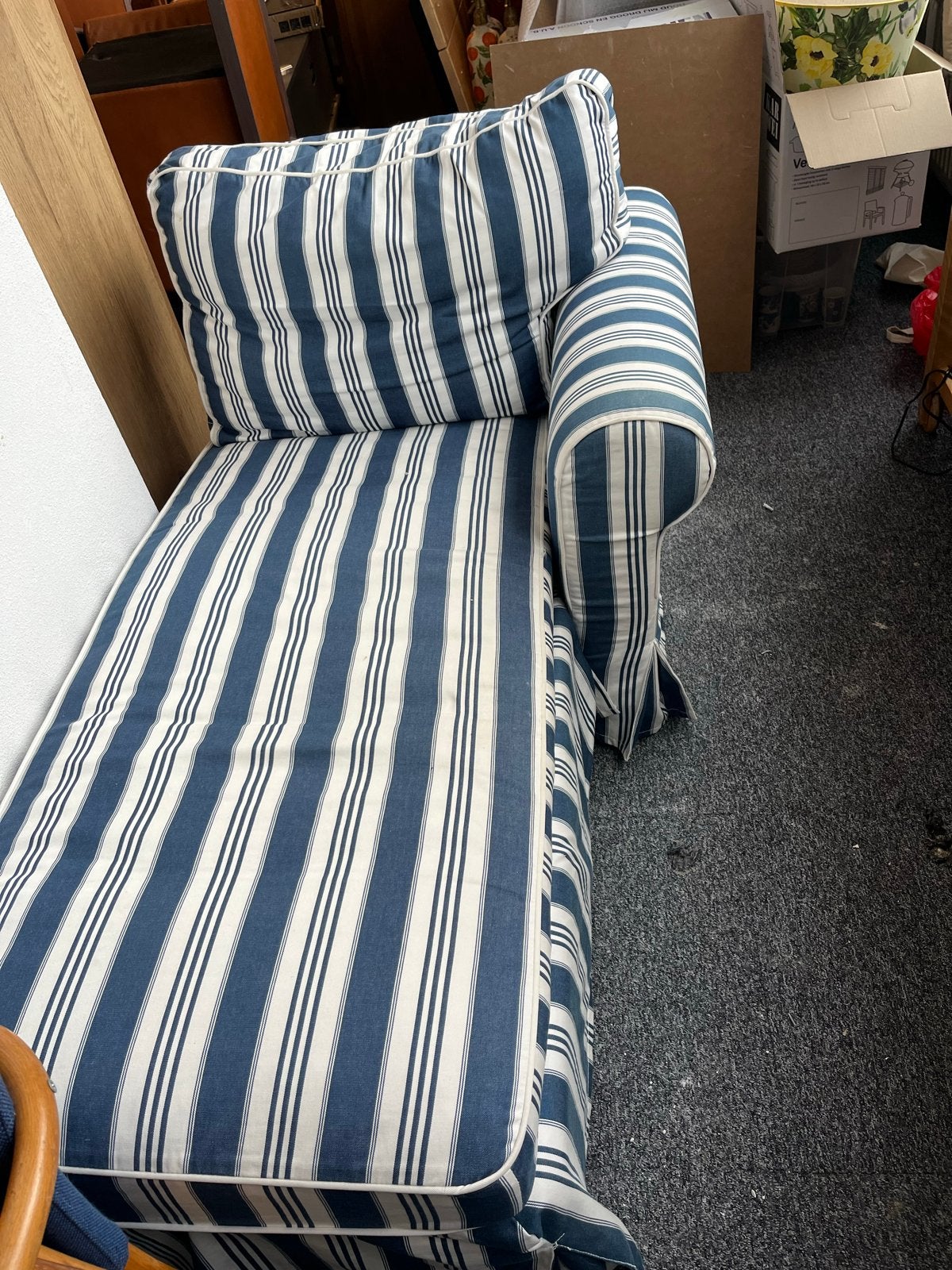 Ikea Ektorp  chaise longue gestreepte hoes Toftaholm, Huis en Inrichting, Ophalen, Gebruikt, Eenpersoons, Minder dan 150 cm