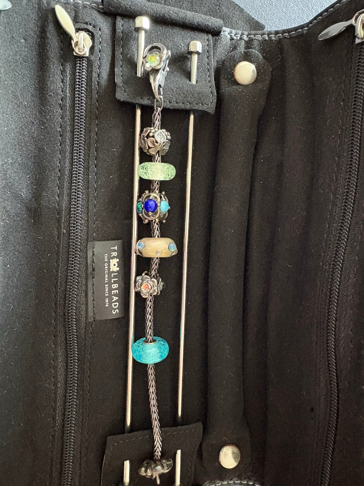 Trollbeads armband met bedels, Verzenden, Zo goed als nieuw, Zwart, Zilver
