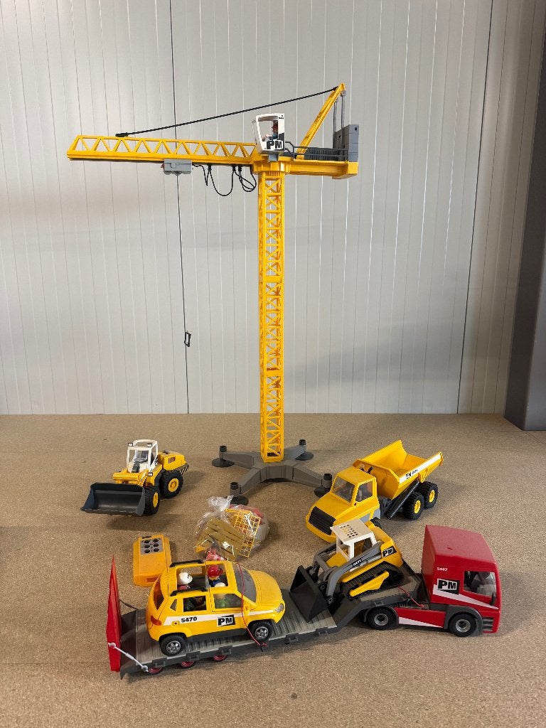 Playmobil bouwplaats met hijskraan, kiepwagen, vrachtwagen, Ophalen of Verzenden, Zo goed als nieuw, Complete set, Overige typen