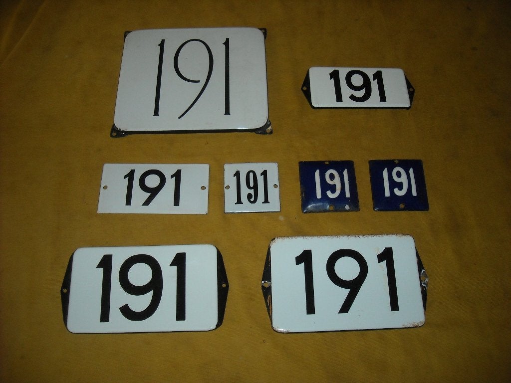 oud emaille huisnummer 191 ook 192 193 194 195 196 197 198 7, Antiek en Kunst, Ophalen of Verzenden
