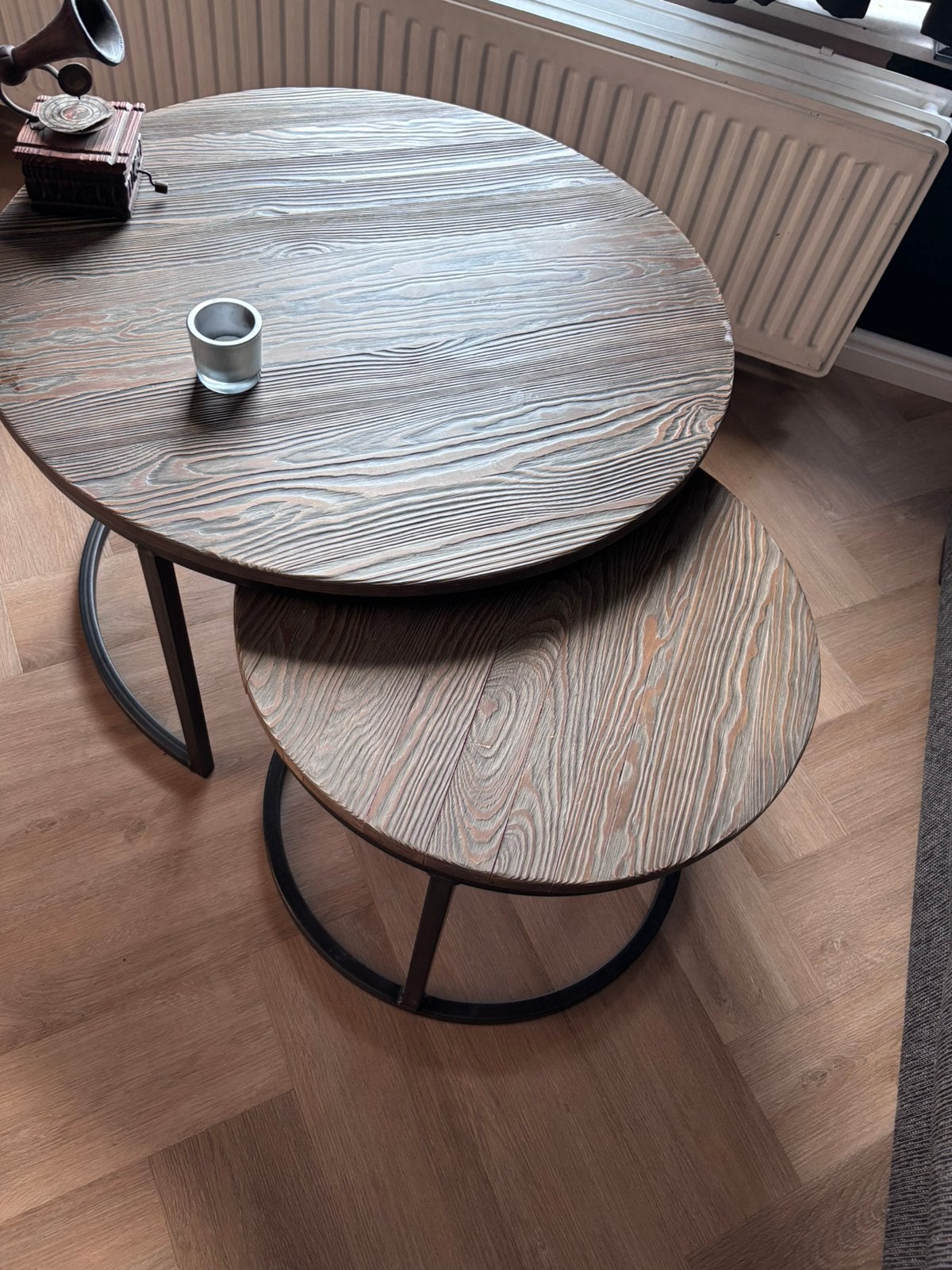 Salontafels set industrieel, Ophalen, Zo goed als nieuw, Rond, 50 tot 100 cm