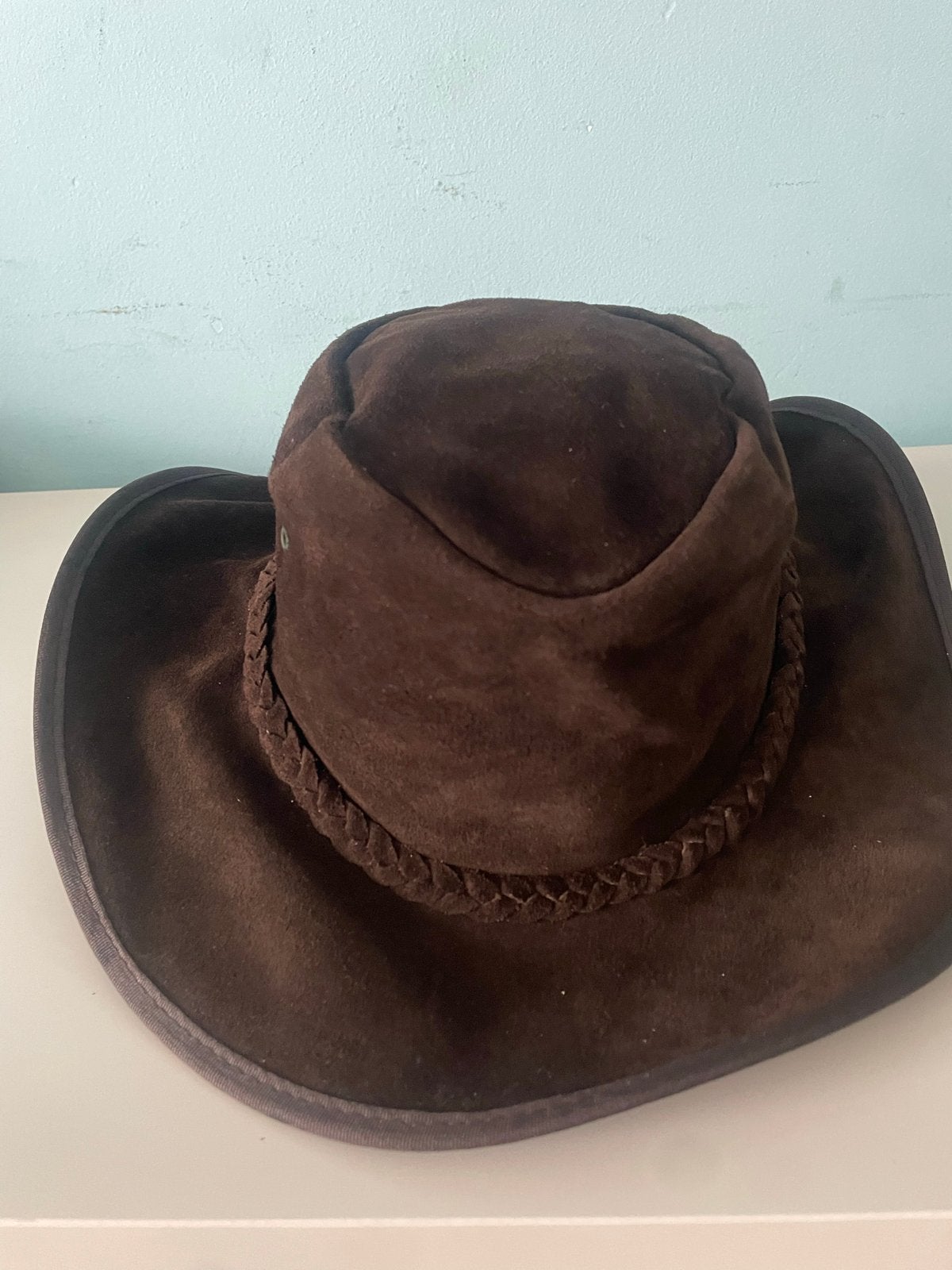 Bruine suède cowboyhoed - Zo goed als nieuw, Ophalen, Zo goed als nieuw, One size fits all, Hoed