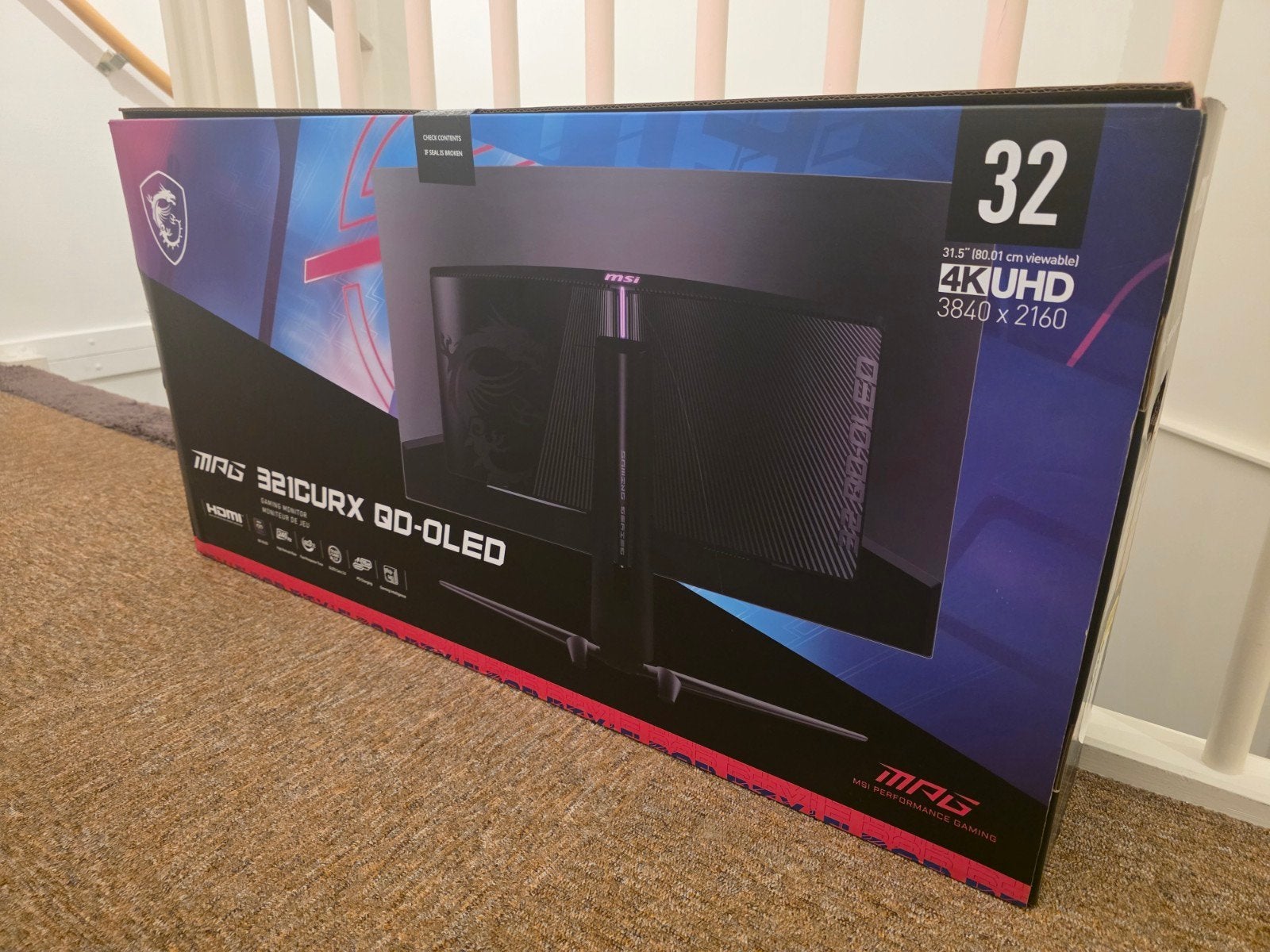 MSI MPG 321CURX QD-OLED 31.5 inch 4K UHD Gaming Monitor