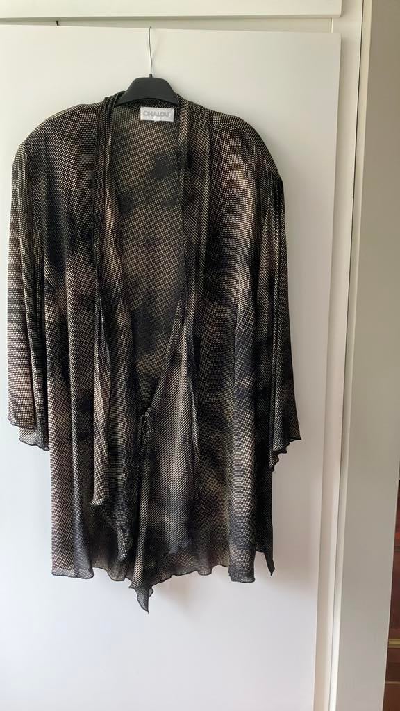 Chalou. Zwarte Transparante blouse met witte stipjes. XXL, Ophalen of Verzenden, Zo goed als nieuw, Zwart, Blouse of Tuniek